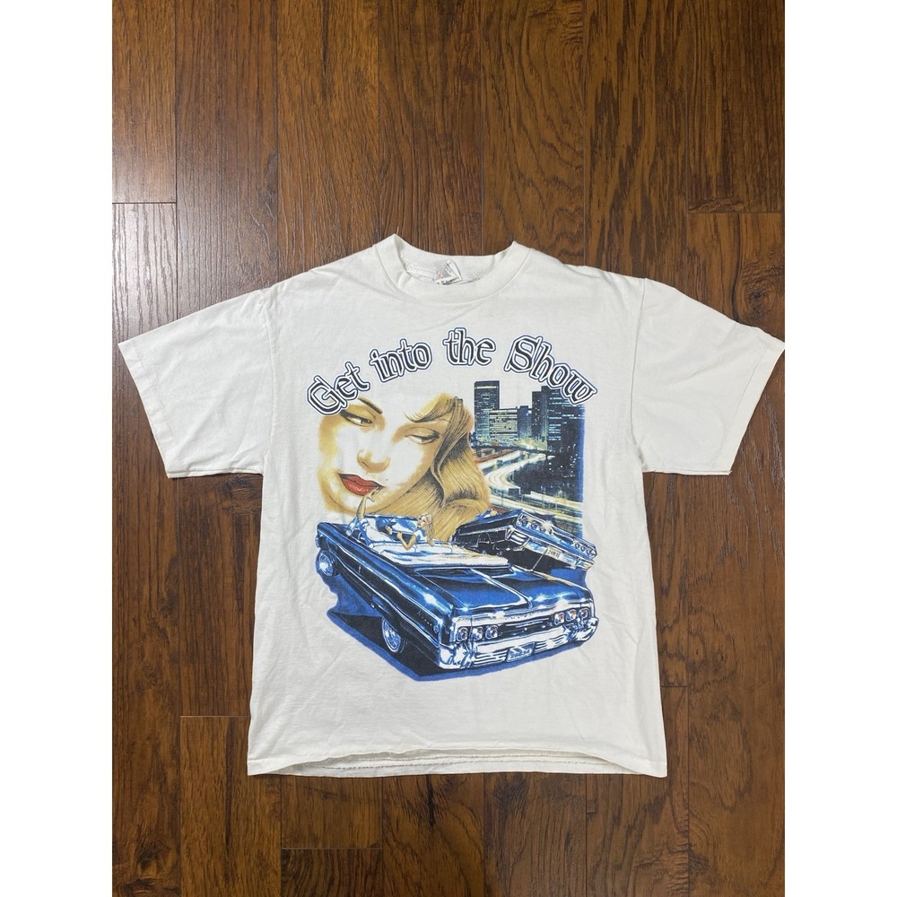 Vintage 90s Get‎ Into The Show Lowrider Style Large Mexican Chicano Shirt Tee